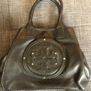 Black Tory Burch tote with free matching wallet!